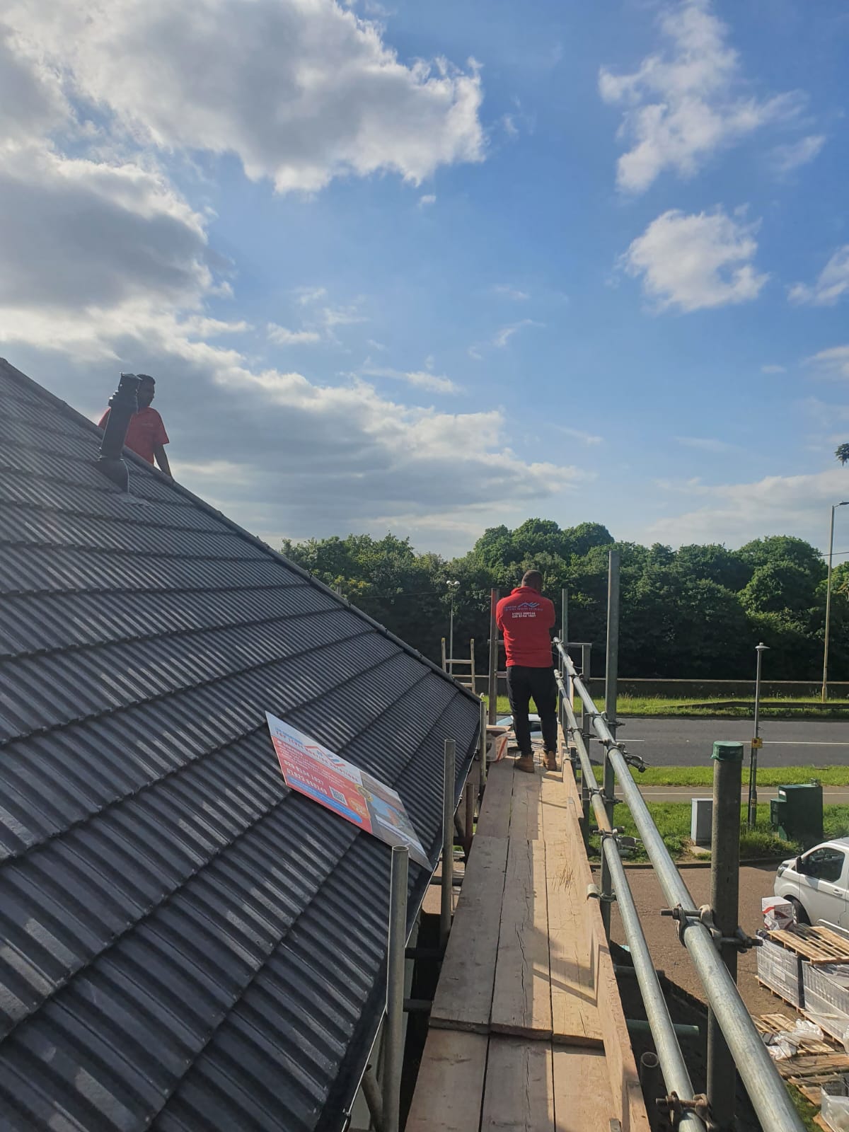 Roofing work in progress by Top Level Roofing & Building Solutions