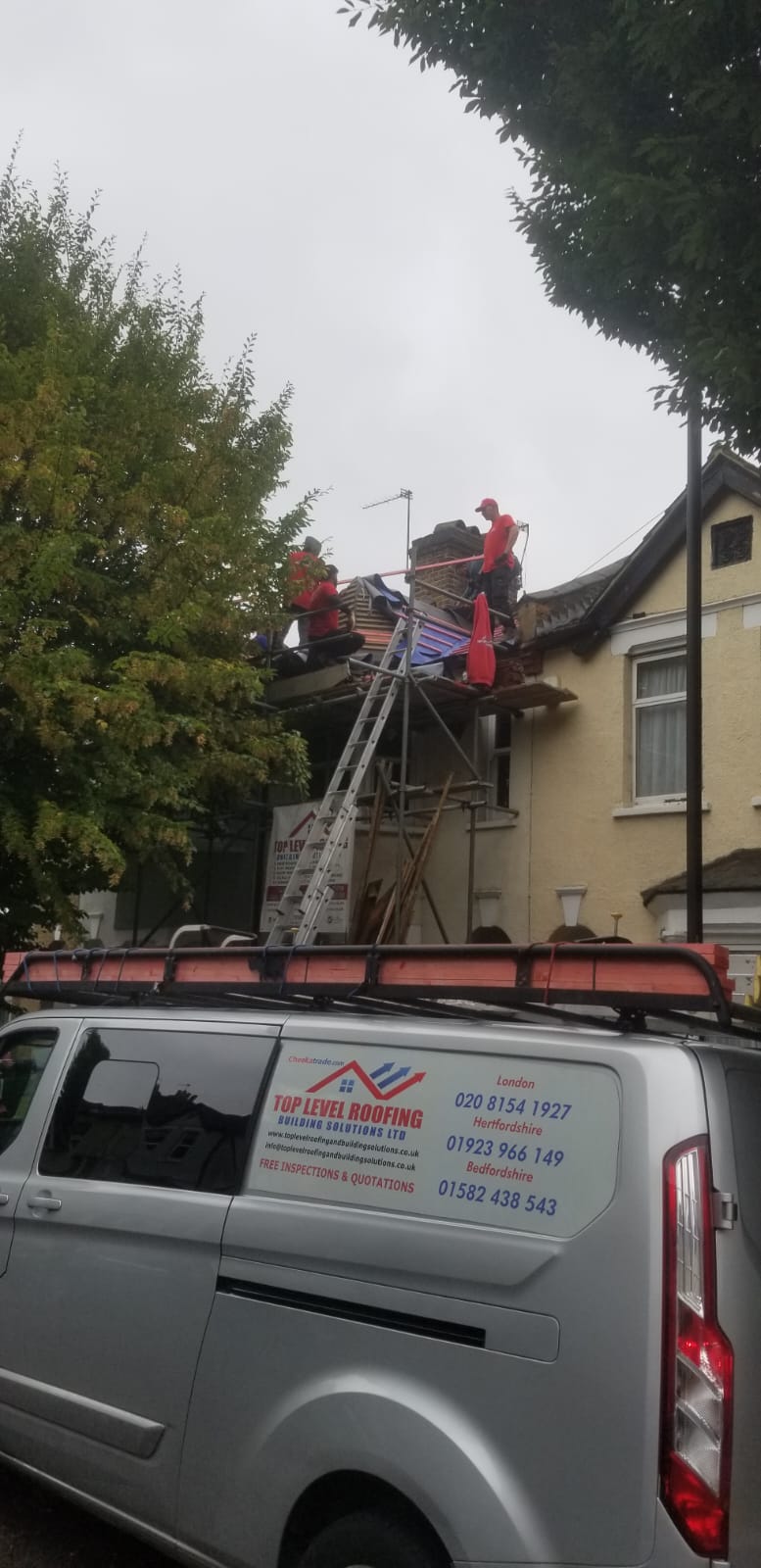 Roofing work in progress by Top Level Roofing & Building Solutions