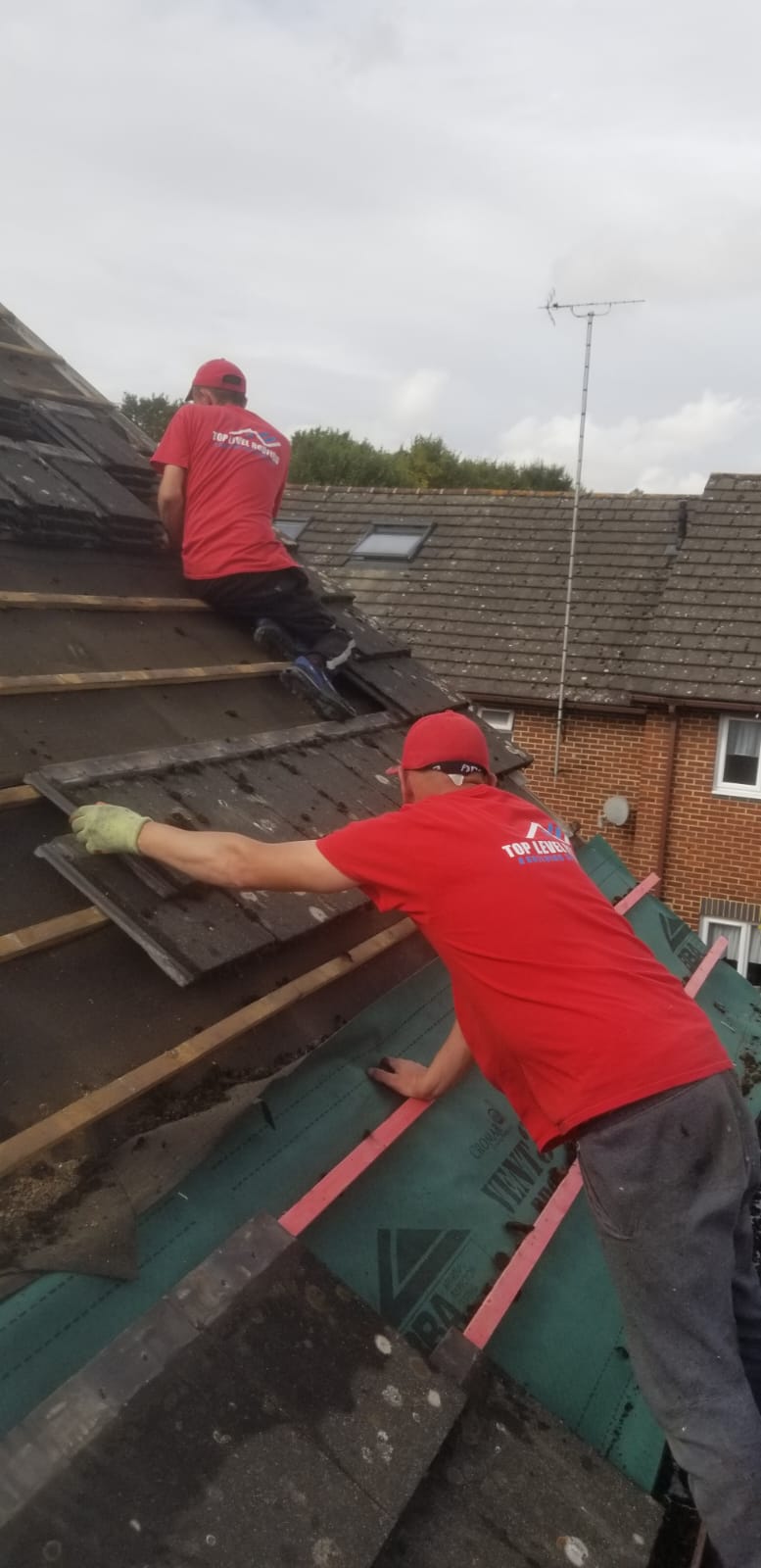 Roofing work in progress by Top Level Roofing & Building Solutions