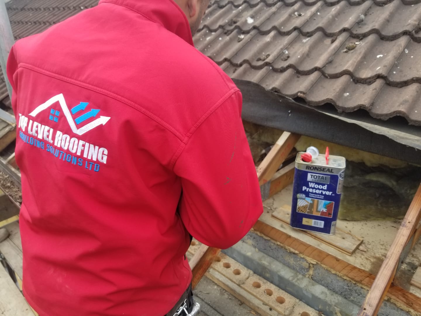 Roofing work in progress by Top Level Roofing & Building Solutions